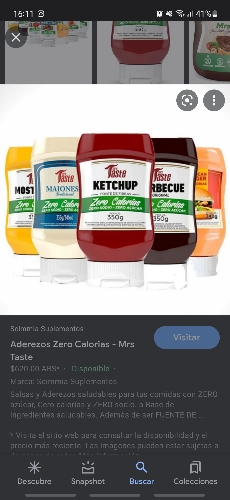 Aderezos zero calorias - ketchup/barbacoa/mostaza/american burger/cheddar/hierbas