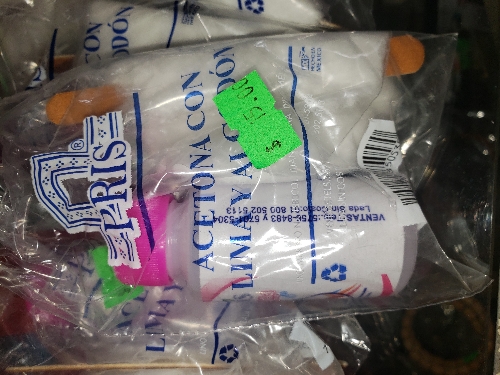 Acetona pris con algodón y lima