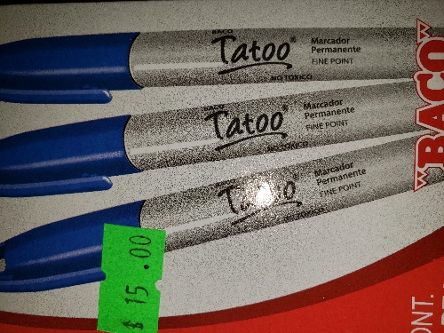 Marcador permanente azul tatoo