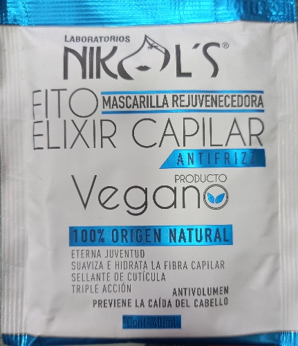 Tratamiento  fotoelixir rejuvenecedora vegano capilar 40 ml Nikols