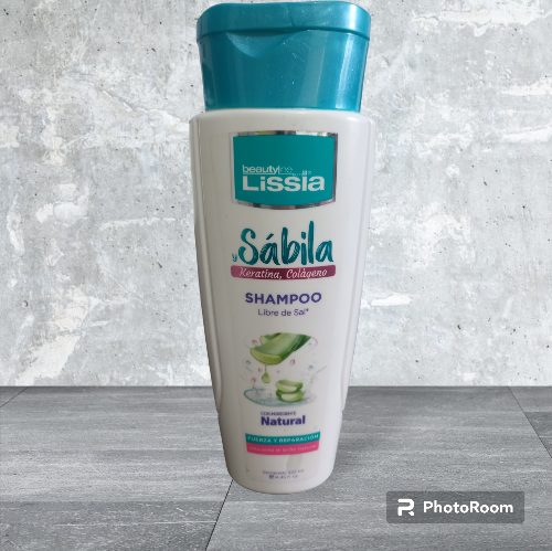 Shampoo Sábila,  keratina, colágeno  Lissia 425 ml