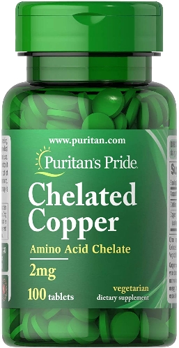 Cobre 2mg Chelated Copper Frasco de 100 Tabletas