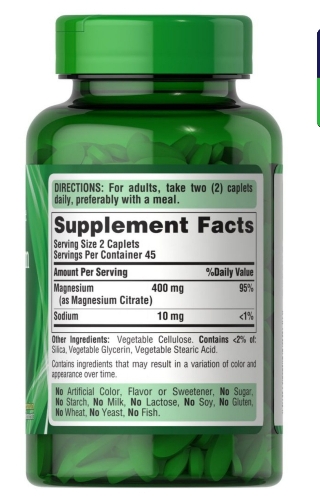 Citrato de Magnesio 400mg Frasco de 90 Tabletas