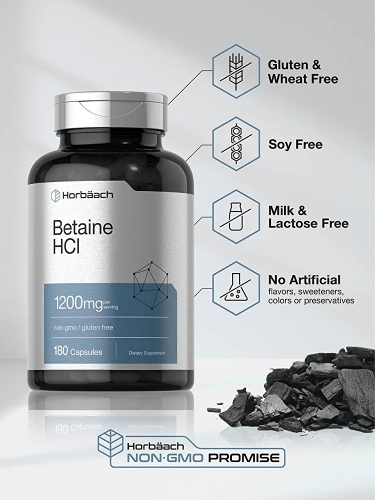 BETAINE HCI 1200mg Frasco de 180 Cápsulas