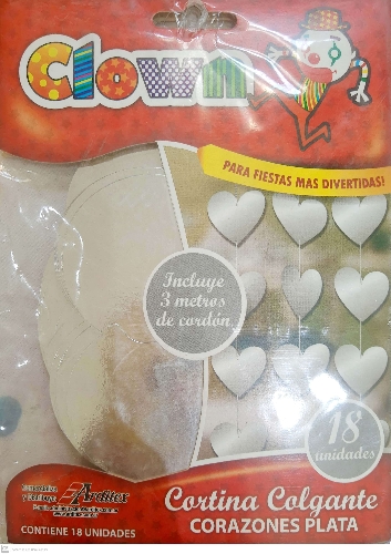 Cortina Colgante Corazón Metalizado Plata