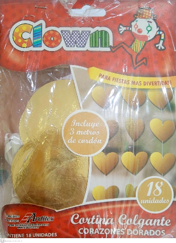 Cortina Colgante Corazón Metalizado Dorado