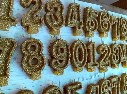 Velas Números Glitter Dorados del 1 al 0