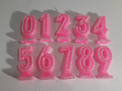 Vela Números Rosa