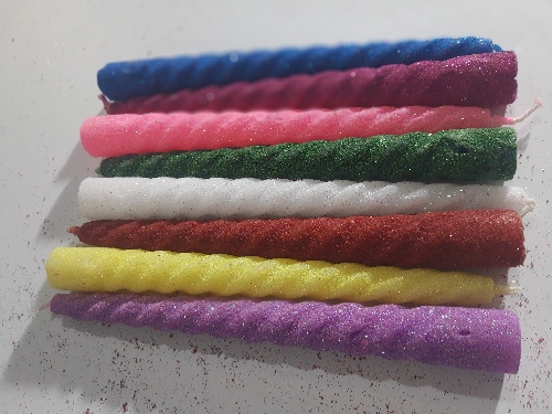 Vela torneada Glitter Colores