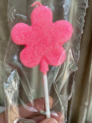 Vela Flor Glitter Rosa