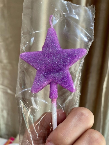 Vela Estrella Glitter Lila