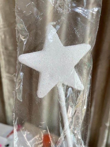 Vela Estrella Glitter Blanco