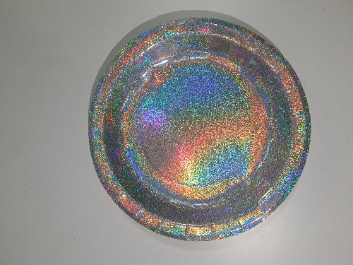 Platos Metalizados Plata Hologramada x 6 u