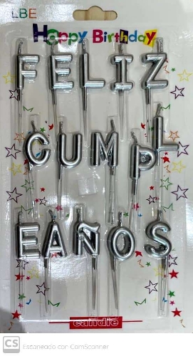 Velas Feliz Cumpleaños Plata
