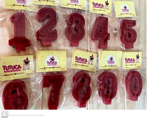 Velas Glitter Rojo del 1 al 0 Precio x unidad