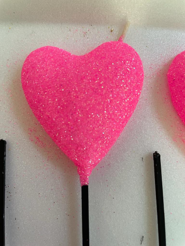 Vela Corazón Glitter Rosa Chicle