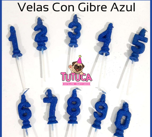 Velas Glitter Azul