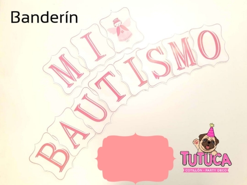 Banderín Mi Bautismo Rosa