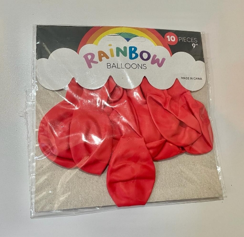 Globo Standard Rojo 9" x 10 u