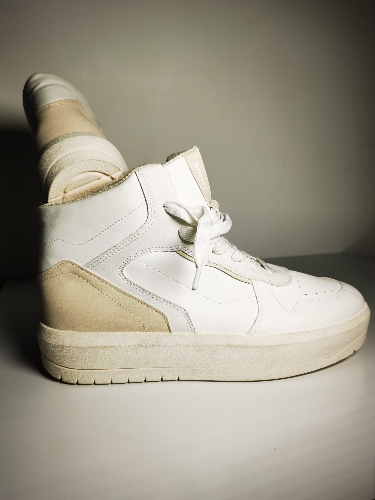 1318 Bershka Casual Bota Alta Beige / Blanco No 25.5