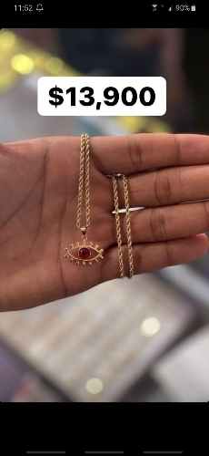 CADENA SOGA + MEDALLA OJITO ROJO