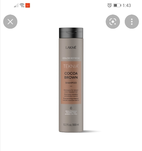LAKME TEKNIA COCOA BROWN
 COLOR  REFRESH SHAMPOO