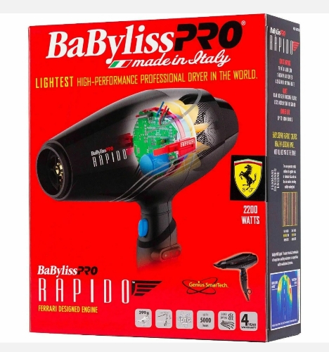 Babyliss Pro 2000W BF7000 Rapido Ferrari Designed Hair Blow Dryer - BABF7000