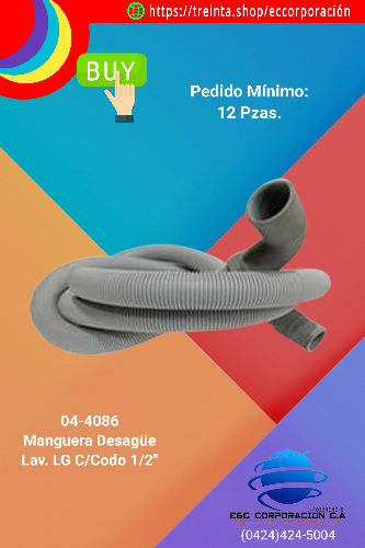 MANG.DESAGUE PLÁSTICA LAV.LG C/CODO 2 MTS.