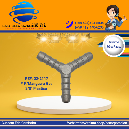 YEE  P/MANGUERA GAS 3/8" PLASTICA