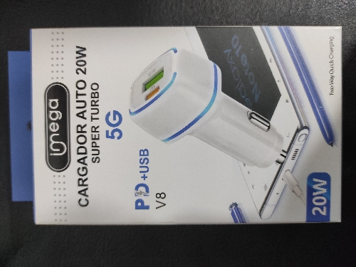 Cargador imega v8 auto 20w