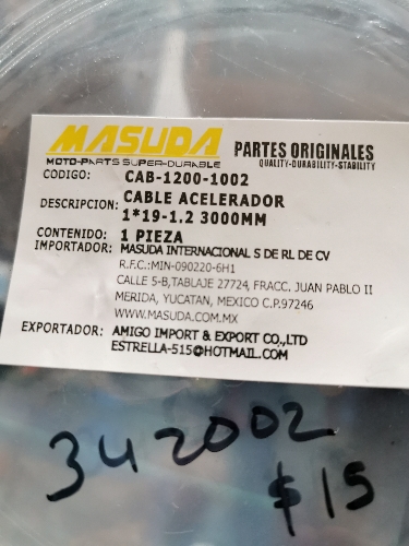 Cable acelerador 1*19-1.2. 3mtos